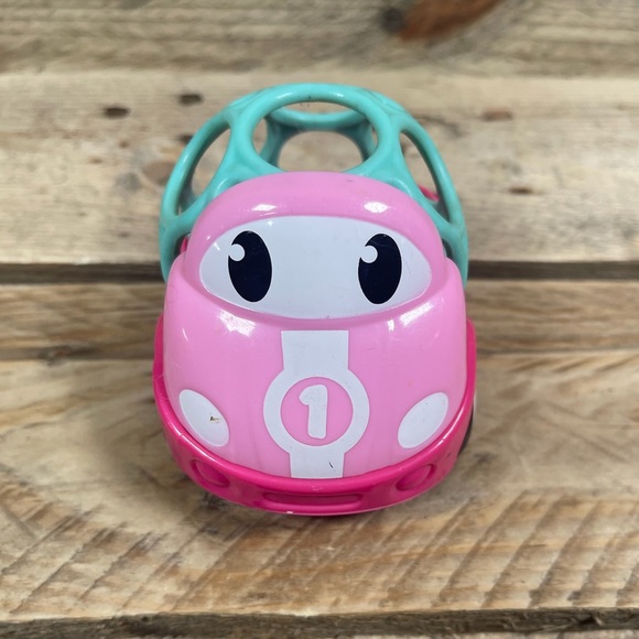 Oball Go Grippers Baby Race Car #1 Pink Green Teether Infant Kids II Toy Vehicle - Picture 1 of 6
